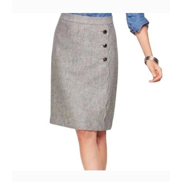 Talbots Wool Blend Skirt Size 10P Herringbone Tweed Gray NWOT - Picture 1 of 13